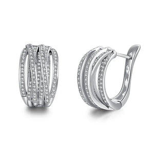 Silver Cross Hoop Earrings for Women â Cubic Zirconia Crystal - Dazzling Beauty Solution