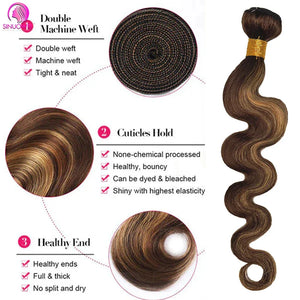 30–32 Inch Highlight Body Wave Bundles P4/27 Honey Brown | 100% Brazilian Human Hair | Dazzling Beauty Solution - Dazzling Beauty Solution
