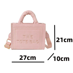 Velour Letter Tote – Soft Square Shoulder Bag (Real Deal) - Dazzling Beauty Solution