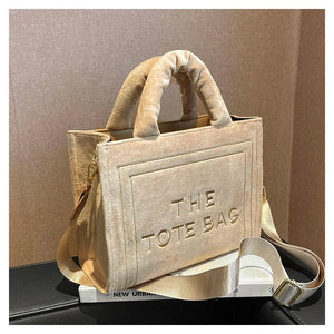 Velour Letter Tote – Soft Square Shoulder Bag (Real Deal) - Dazzling Beauty Solution