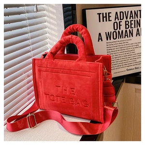 Velour Letter Tote – Soft Square Shoulder Bag (Real Deal) - Dazzling Beauty Solution