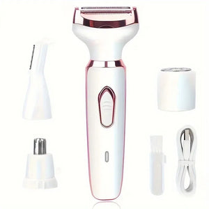 4-in-1 Electric Hair Removal Kit for Women – Bikini, Eyebrow, Nose & Facial Trimmer Set - Dazzling Beauty Solution
