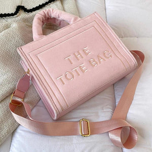 Velour Letter Tote – Soft Square Shoulder Bag (Real Deal) - Dazzling Beauty Solution