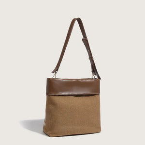 Stylish Canvas & Leather Bucket Tote Bag - Dazzling Beauty Solution