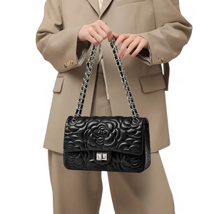Women's Leather Camellia Chain Shoulder Messenger Bag - Dazzling Beauty Solution