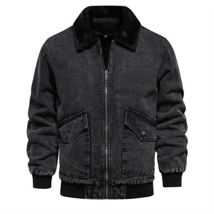 Men's Plush Denim Jacket In European Size - Dazzling Beauty Solution