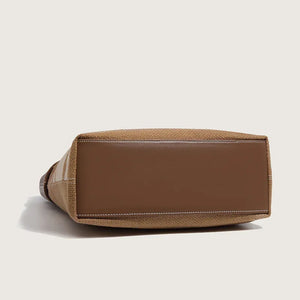 Stylish Canvas & Leather Bucket Tote Bag - Dazzling Beauty Solution