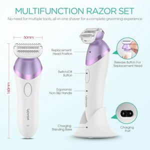 4-in-1 Rechargeable Women’s Electric Razor & Bikini Trimmer – Purple - Dazzling Beauty Solution