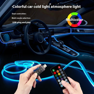 Colorful USB Car Interior Fiber Optic Ambient Light Strip - Dazzling Beauty Solution