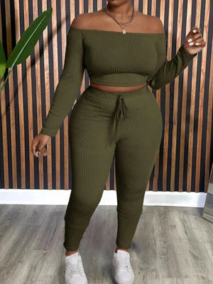 Plus Size Women’s 2-Piece Set – Long Sleeve Top & Pants - Dazzling Beauty Solution