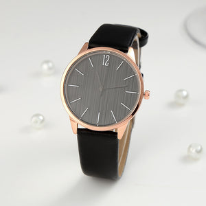 Elegant Women’s Quartz Watch – Minimalist Round Dial, Faux Leather Strap - Dazzling Beauty Solution