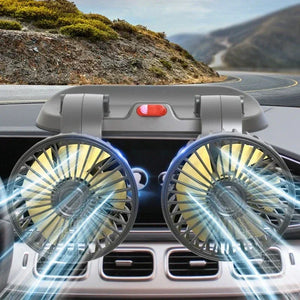 Car Flash F410 Car Double-Head Folding Fan Rotatable Rotatable Head Fan Gently Circulates Large Air Fan - Dazzling Beauty Solution