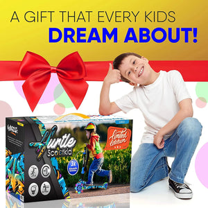 3-Wheeled Scooter for Kids - Wheel LED Lights, Adjustable Lean-To-Steer Handlebar, and Foldable Seat - Sit or Stand Ride with Brake for Boys and Girls Ages 1-14 Years Old - Dazzling Beauty Solution