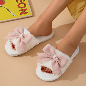 Women's Winter Cute Bow Thick Bottom Non Slip Cotton Slippers - Dazzling Beauty Solution