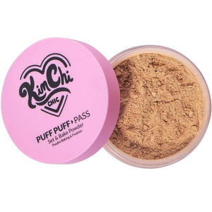 Kimchi Chic Puff Puff Pass Set & Bake Powder with Rice Powder & Vitamin-E, Lightweight & Translucent Makeup, Cosmetic Setting Powder