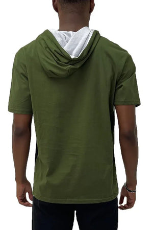 SOLID COLOR BLOCK SHORT SLEEVE HOODIE - Dazzling Beauty Solution
