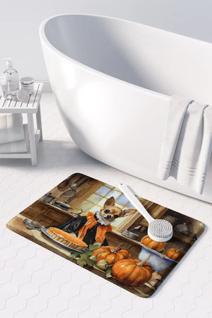 Chihuahua Fall Kitchen Pumpkins Memory Foam Kitchen Mat - Dazzling Beauty Solution