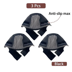 3-Piece Anti-Slip Wig Cap Set – Available in Black, Light, or Brown - Dazzling Beauty Solution