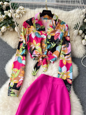 Women’s Vintage Print Pantsuit 2-Piece Set - Dazzling Beauty Solution