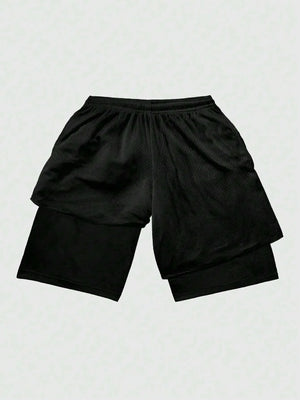 ROMWE MEN Anime Men'S Simple Figure Graphic Drawstring Waist Basketball Shorts, School - Dazzling Beauty Solution