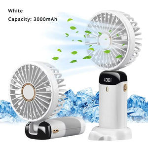 5000Mah Portable Fan Rechargeable 90° Foldable 5 Speed Mini Air Conditioner Small Fan Air Cooler with LED Digital Display - Dazzling Beauty Solution