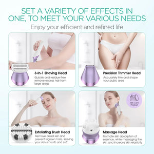4-in-1 Rechargeable Women’s Electric Razor & Bikini Trimmer – Purple - Dazzling Beauty Solution
