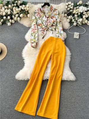 Women’s Vintage Print Pantsuit 2-Piece Set - Dazzling Beauty Solution