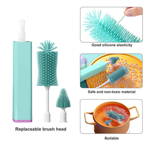 Electric Bottle Brush Cleaner Set – 360° Silicone Bottle & Nipple Scrubber with Straw Brush for New Moms - Dazzling Beauty Solution