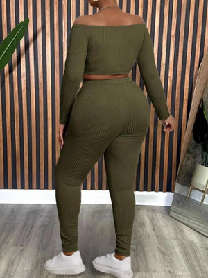 Plus Size Women’s 2-Piece Set – Long Sleeve Top & Pants - Dazzling Beauty Solution