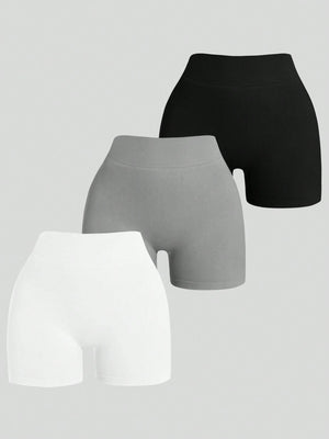 Women'S Plain Seamless V-Waist Daily Fitness Sports Shortswomen Sweat Short, Gym Short, Biker Short