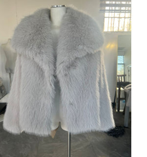 Winter Plush Coat Fashion Warm Thicken Fluffy Lapel Jacket Outwear Casual Long Sleeve Tops Womens Clothing - Dazzling Beauty Solution