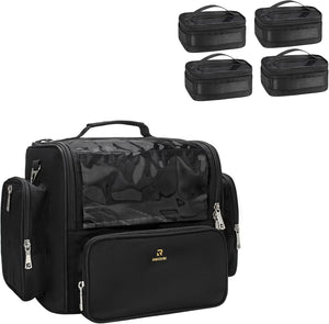 Extra Large Professional Makeup Brush Bag with Adjustable Dividers & Shoulder Strap - Dazzling Beauty Solution