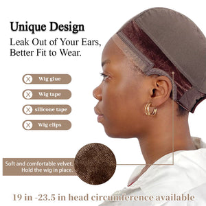 Wig Cap with Grip Band for Keeping Wigs in Place, More Full Cap-Wide Transparent Lace for Lace Front Wigs