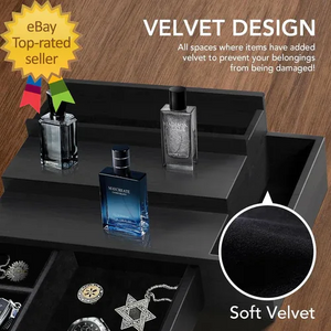 3-Tier Cologne Organizer with Velvet Lining - Dazzling Beauty Solution