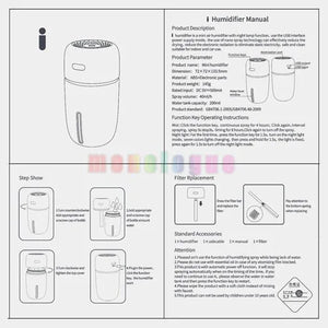 200ml Portable LED Humidifier & Aroma Diffuser – USB Powered with 7-Color Light - Dazzling Beauty Solution