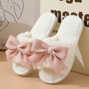 Women's Winter Cute Bow Thick Bottom Non Slip Cotton Slippers - Dazzling Beauty Solution