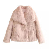 Winter Plush Coat Fashion Warm Thicken Fluffy Lapel Jacket Outwear Casual Long Sleeve Tops Womens Clothing - Dazzling Beauty Solution