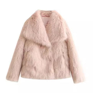Winter Plush Coat Fashion Warm Thicken Fluffy Lapel Jacket Outwear Casual Long Sleeve Tops Womens Clothing - Dazzling Beauty Solution