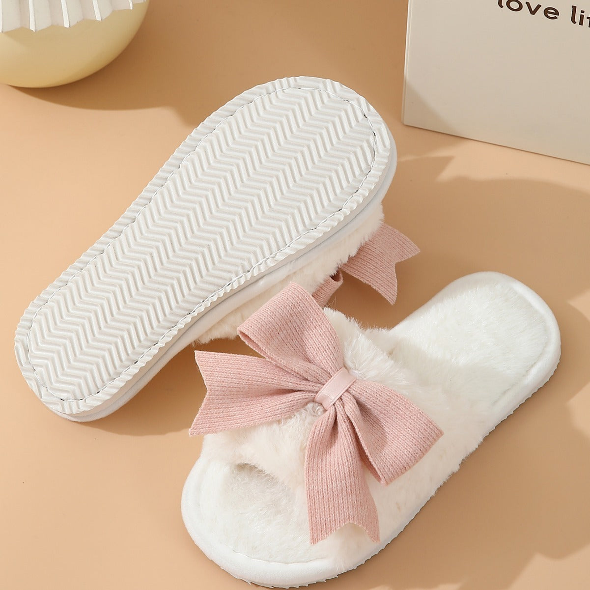 Women's Winter Cute Bow Thick Bottom Non Slip Cotton Slippers - Dazzling Beauty Solution
