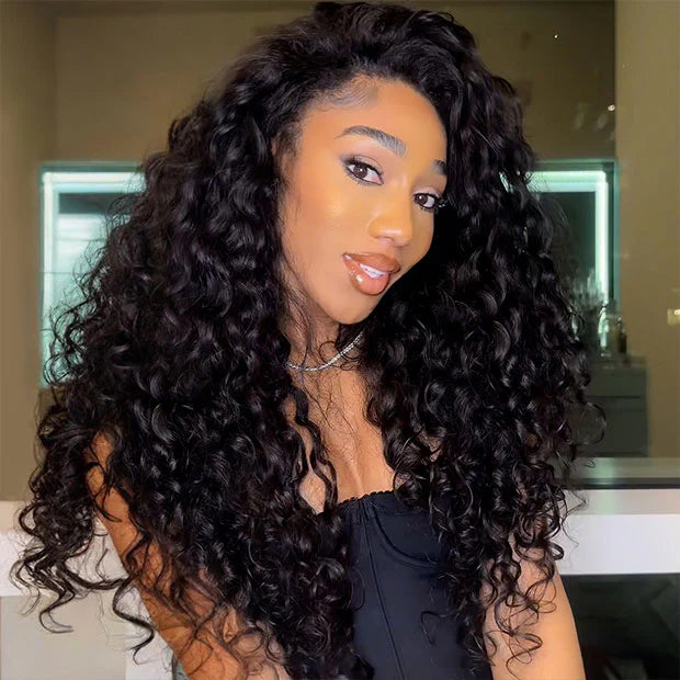 Drawstring Wig Water Wave Invisible Hairline Beginner Friendly