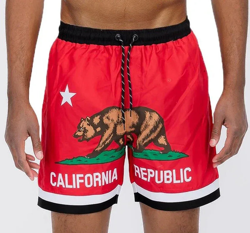 Men’s California Print Swim Shorts – 8.5” Inseam - Dazzling Beauty Solution