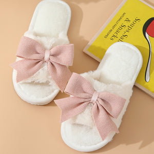 Women's Winter Cute Bow Thick Bottom Non Slip Cotton Slippers - Dazzling Beauty Solution