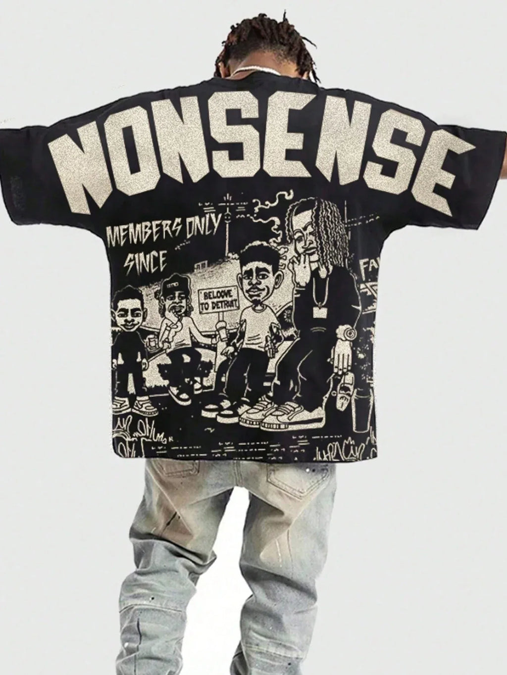 ROMWE MEN Street Life 1Pc Men'S Street Figure Batwing Short Sleeve Crew Neck Casual T-Shirt - Dazzling Beauty Solution