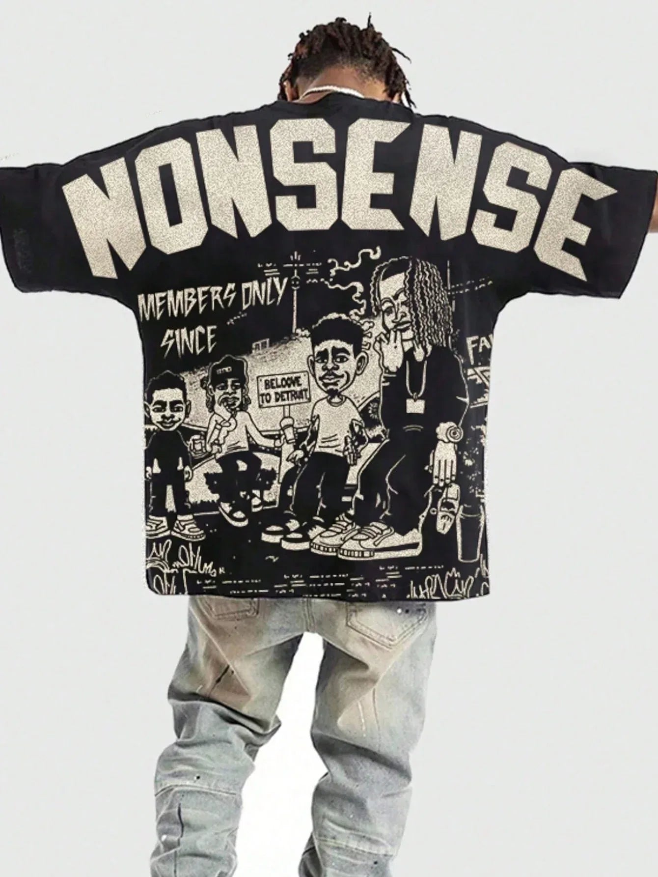 ROMWE MEN Street Life 1Pc Men'S Street Figure Batwing Short Sleeve Crew Neck Casual T-Shirt - Dazzling Beauty Solution