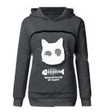 Women Hoodie Sweatshirt With Cat Pet Pocket Design Long Sleeve Sweater Cat Outfit - Dazzling Beauty Solution