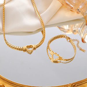 Personalized Love Chain Necklace Bracelet For Women Fashion Titanium Steel Non-fading Clavicle Chain Jewelry - Dazzling Beauty Solution