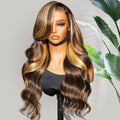 Loose Body Wave Wigs Honey Blonde Highlight Wigs 13x4 Lace Front Human Hair Wigs High Quality Wig