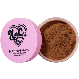 Kimchi Chic Puff Puff Pass Set & Bake Powder with Rice Powder & Vitamin-E, Lightweight & Translucent Makeup, Cosmetic Setting Powder