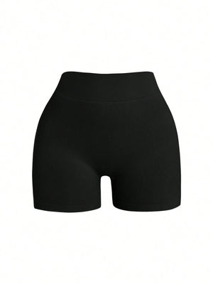 Women'S Plain Seamless V-Waist Daily Fitness Sports Shortswomen Sweat Short, Gym Short, Biker Short