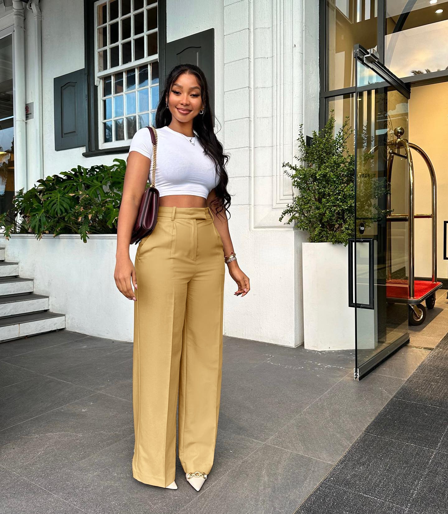 Women's High Waist Wide-Leg Pants - Straight Leg Trousers